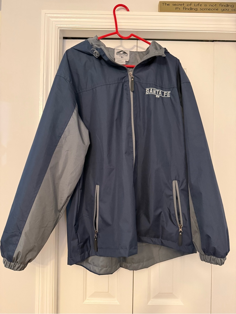 Ohiopyle 81 Mens Large Blue Gray Hooded Windbreaker - Sante Fe, NM